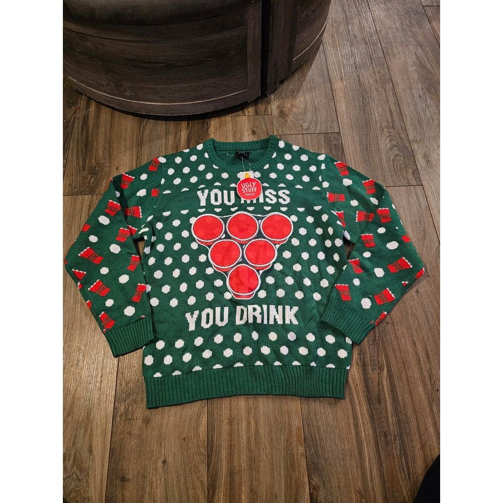 You Miss You Drink Ugly Christmas Sweater Men's Size Large